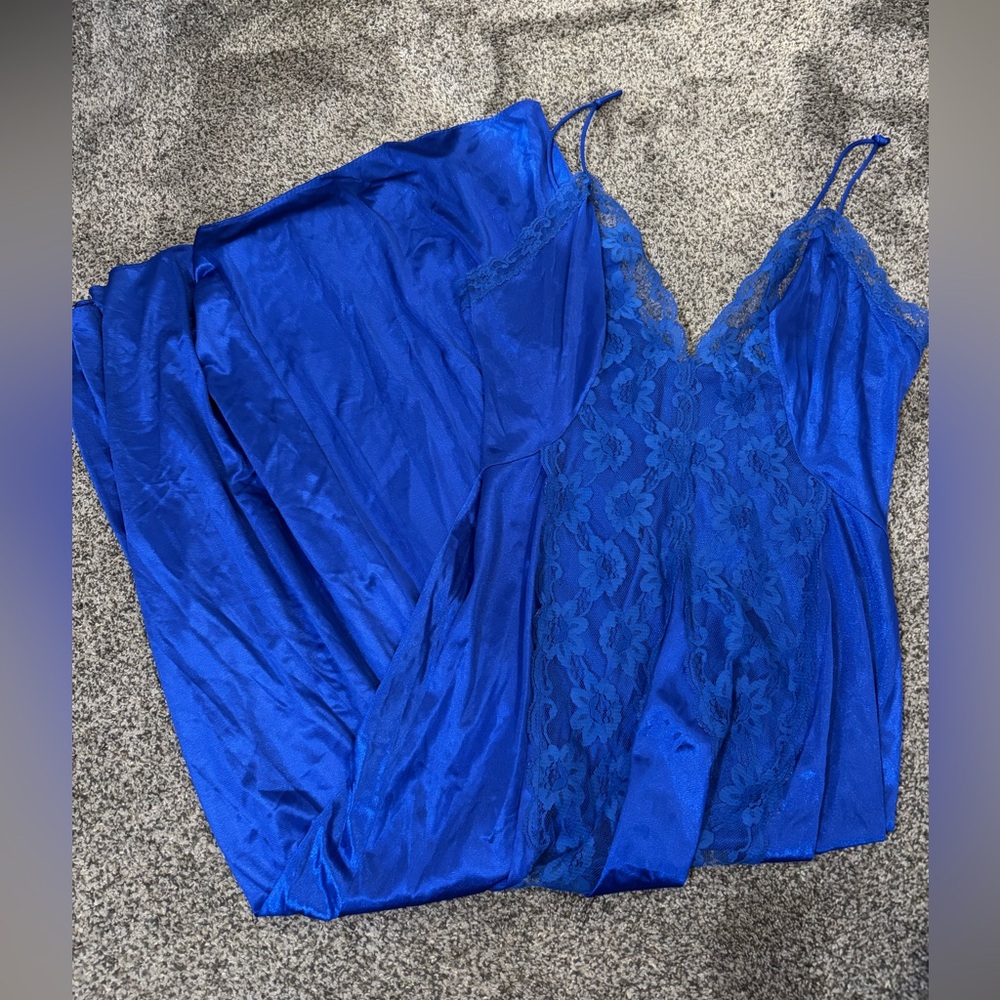 Vintage Royal Blue Maxi Slip Dress